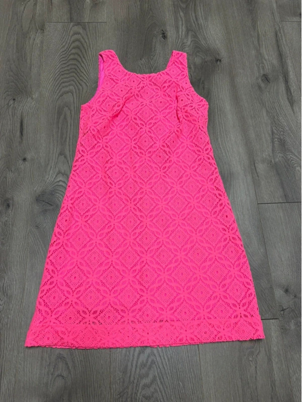 Lilly Pulitzer Callie Kir Royal Pink Trellis Knit Lace Shift Dress XS